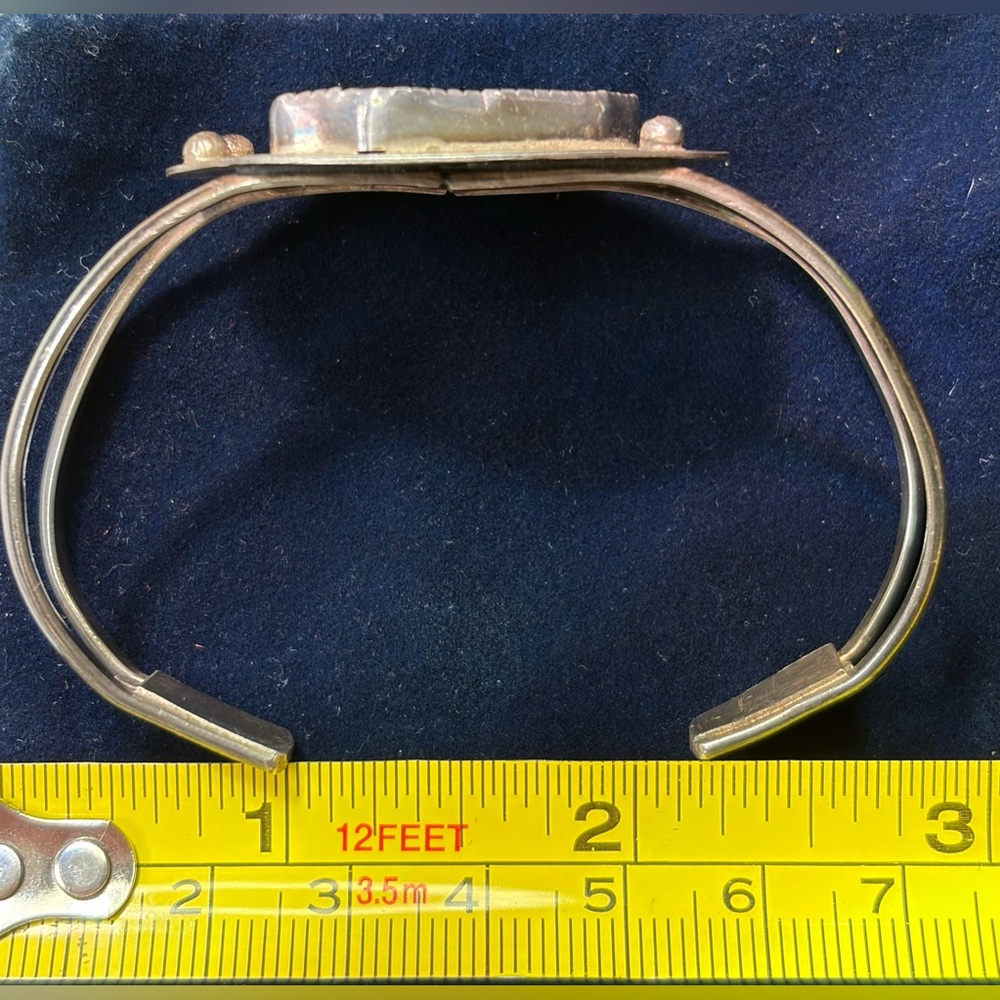 VINTAGE Native American Navajo Sterling Silver TURQUOISE Cuff Bracelet - Picture 6 of 7